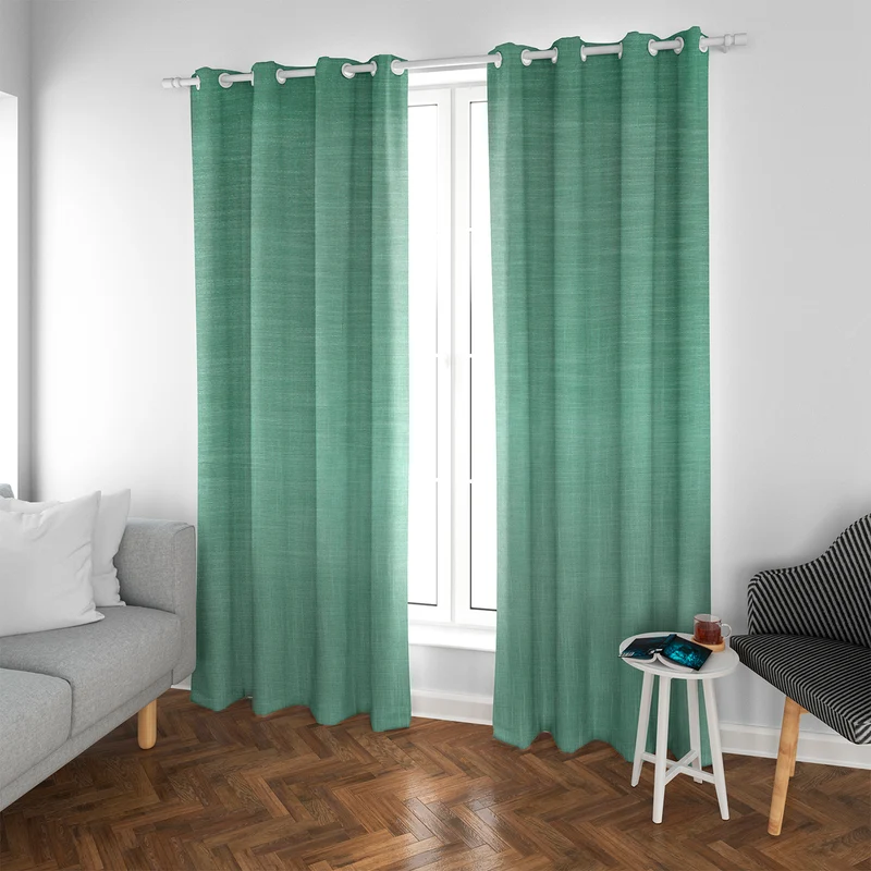 Cortinas de Salón Translúcidas, Lino, Modernas- Verde