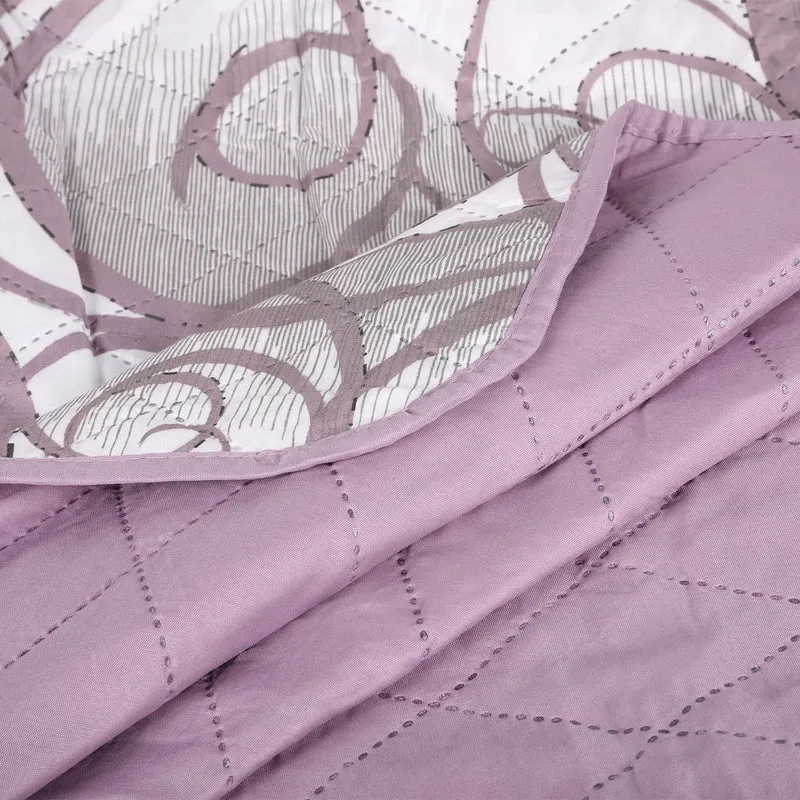 Colcha Bouti Estampada para Verano y Entretiempo. Incluye Funda de cojín- Ondas Lila
