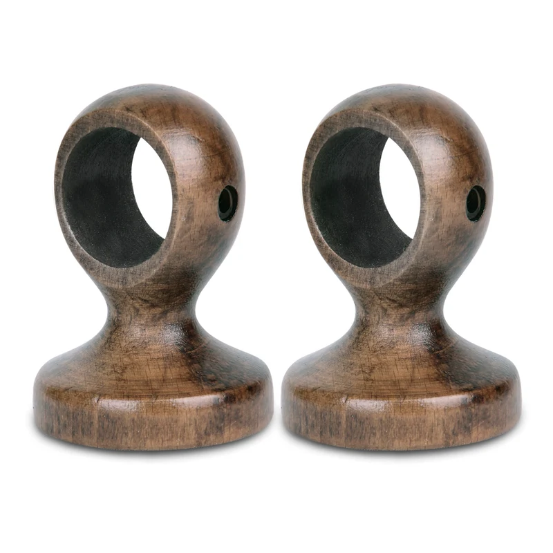 Pack de 2 Soportes Decorativos para Barra de Madera de Pared o Techo- Marrón