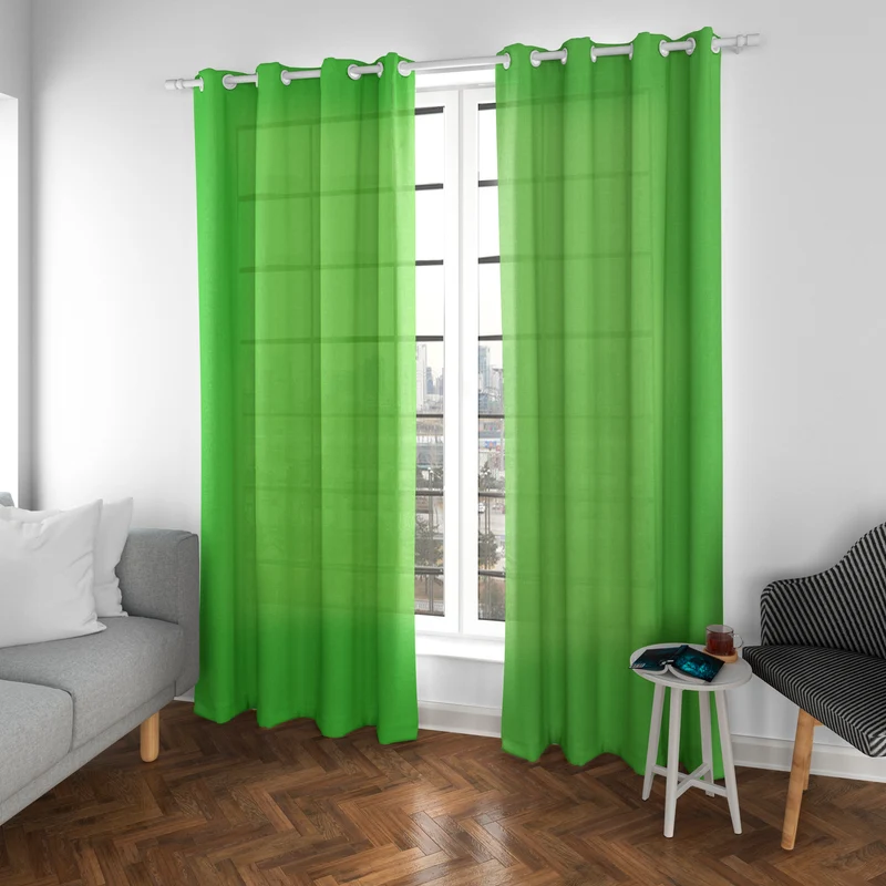 Cortinas Translúcidas de Salón 140x260cm, 2 Piezas- Verde