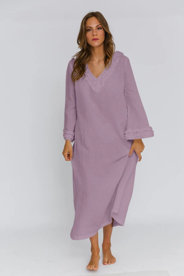 Camisón largo de lino lila - Bia