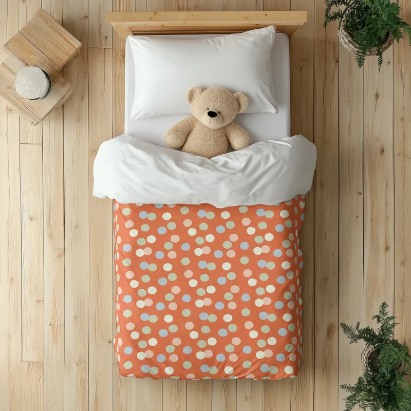 Funda nórdica Infantil Puntos Irregulares Naranja Azul Crema V2 S
