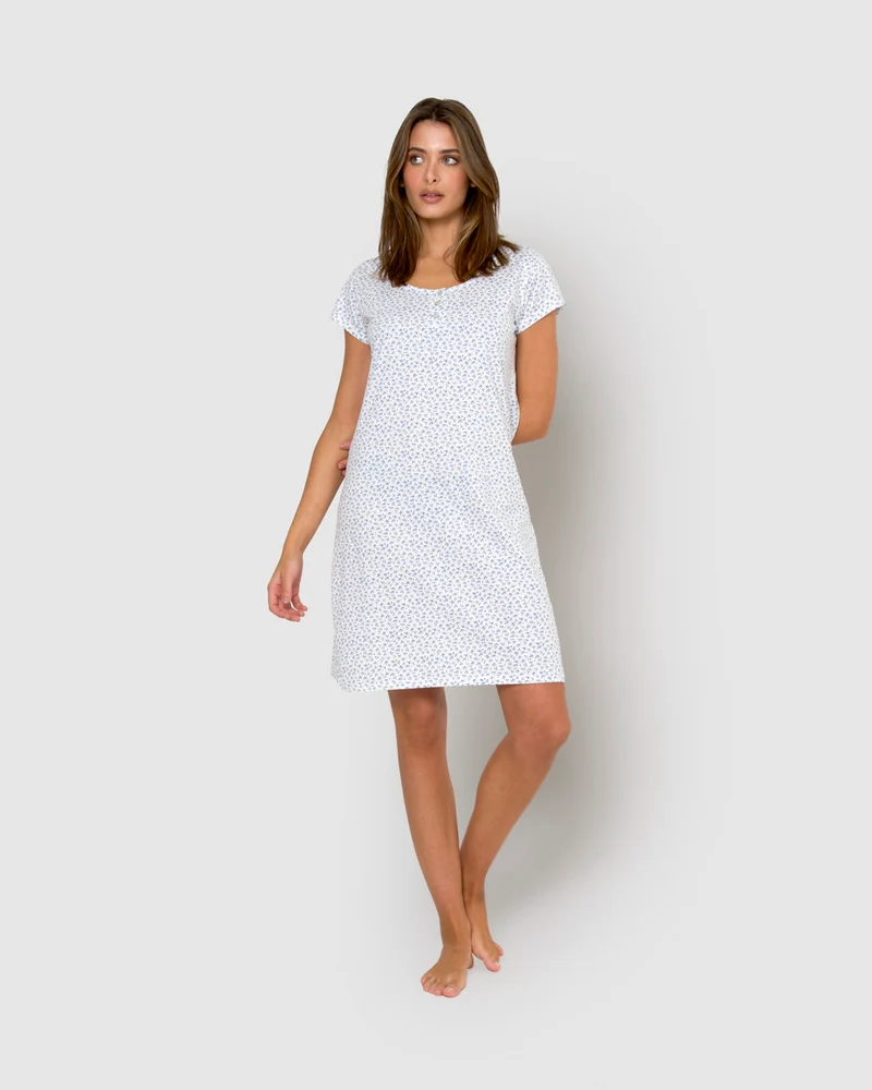 Camisón corto de algodón lilo índigo
