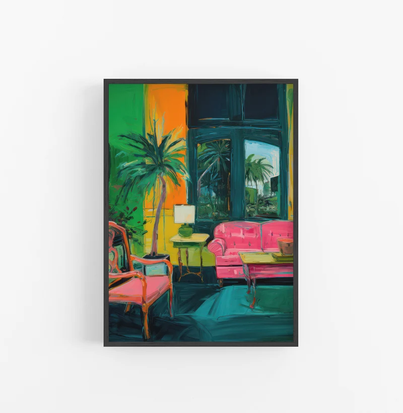 Cuadro con Marco Eclectic Interior Vintage Rojo Verde Azul