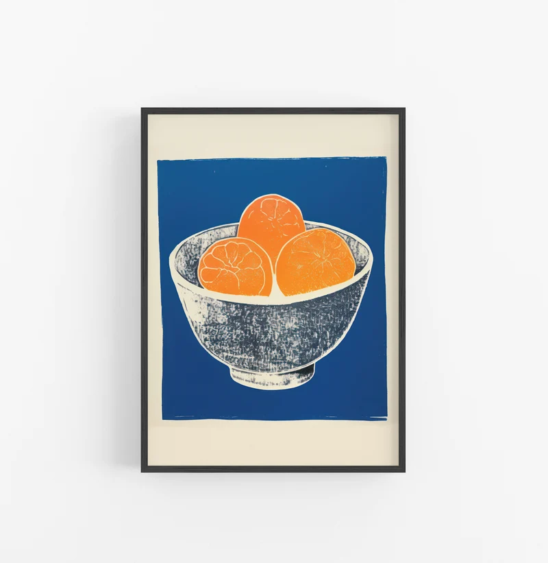 Cuadro con Marco Eclectic Pop Art Naranja Azul