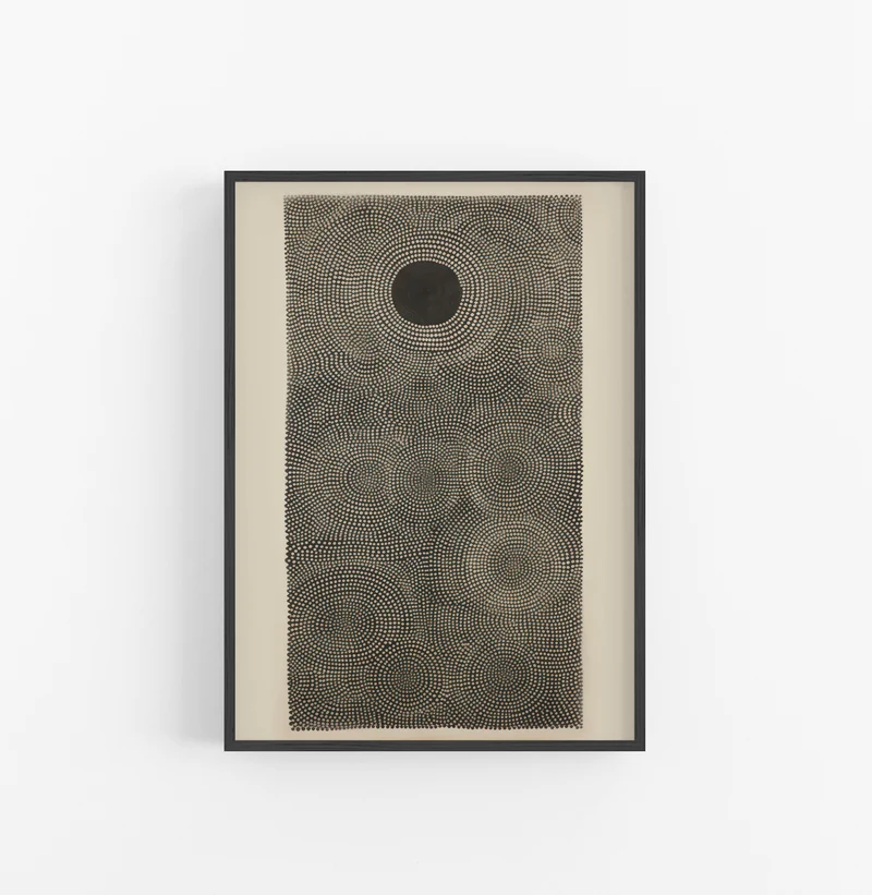 Cuadro con Marco Eclectic Puntillismo Circular Negro Beige