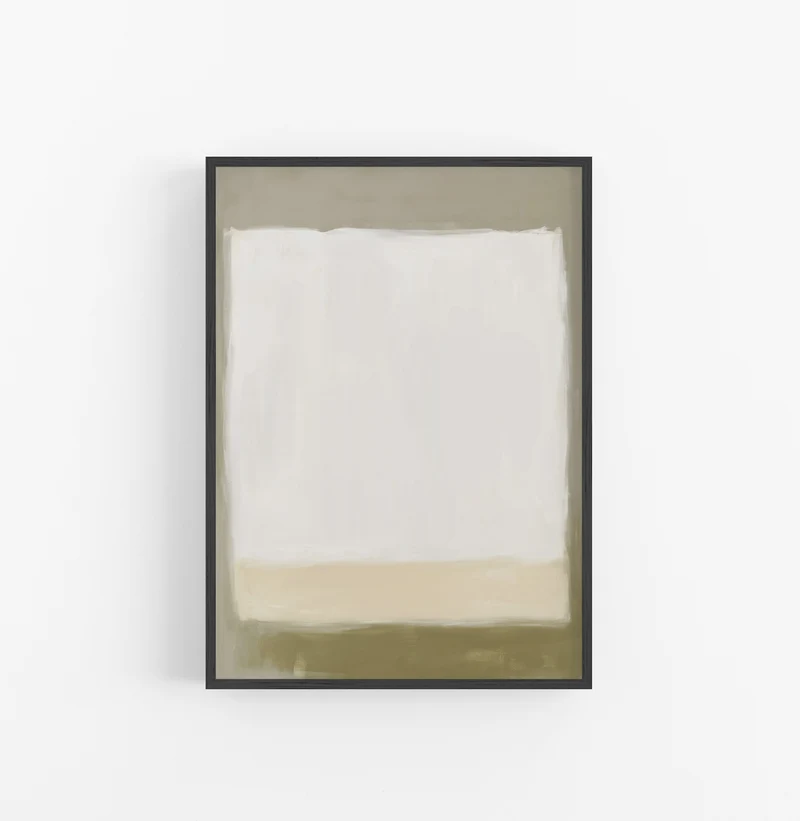 Cuadro con Marco Abstracto Minimalista Beige Blanco