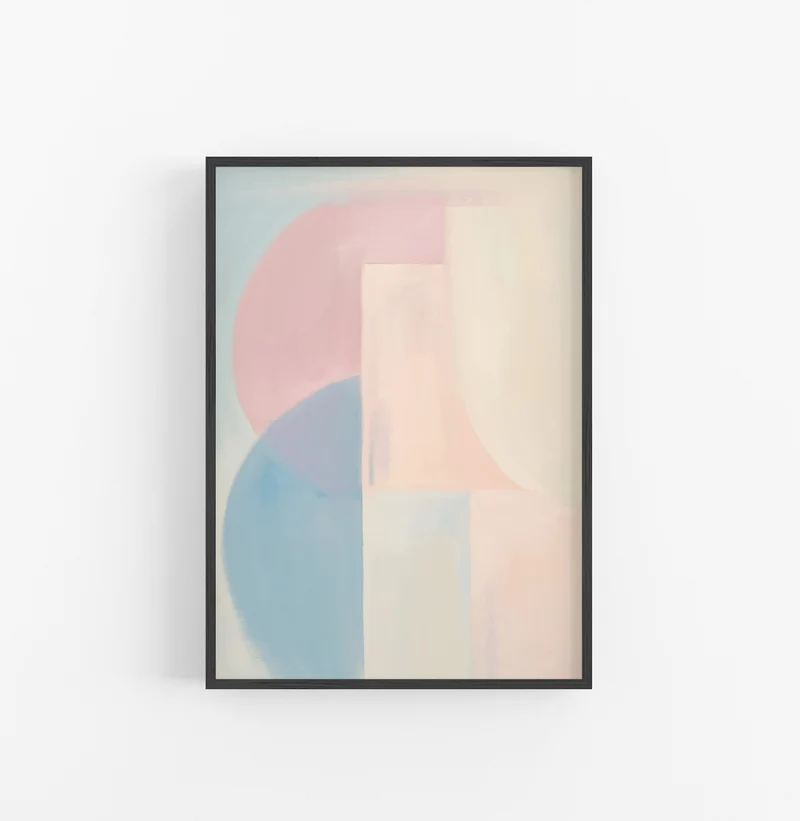 Cuadro con Marco Abstracto Minimalista Rosa Azul