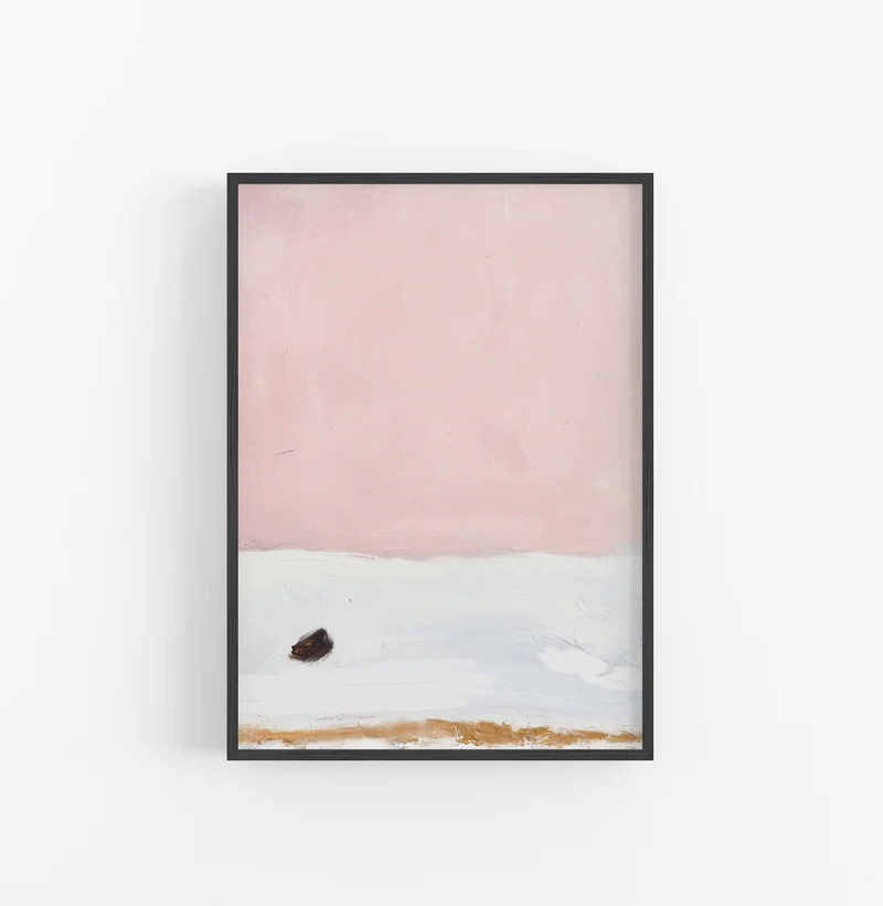 Cuadro con Marco Abstracto Minimalista Rosa Blanco Beige