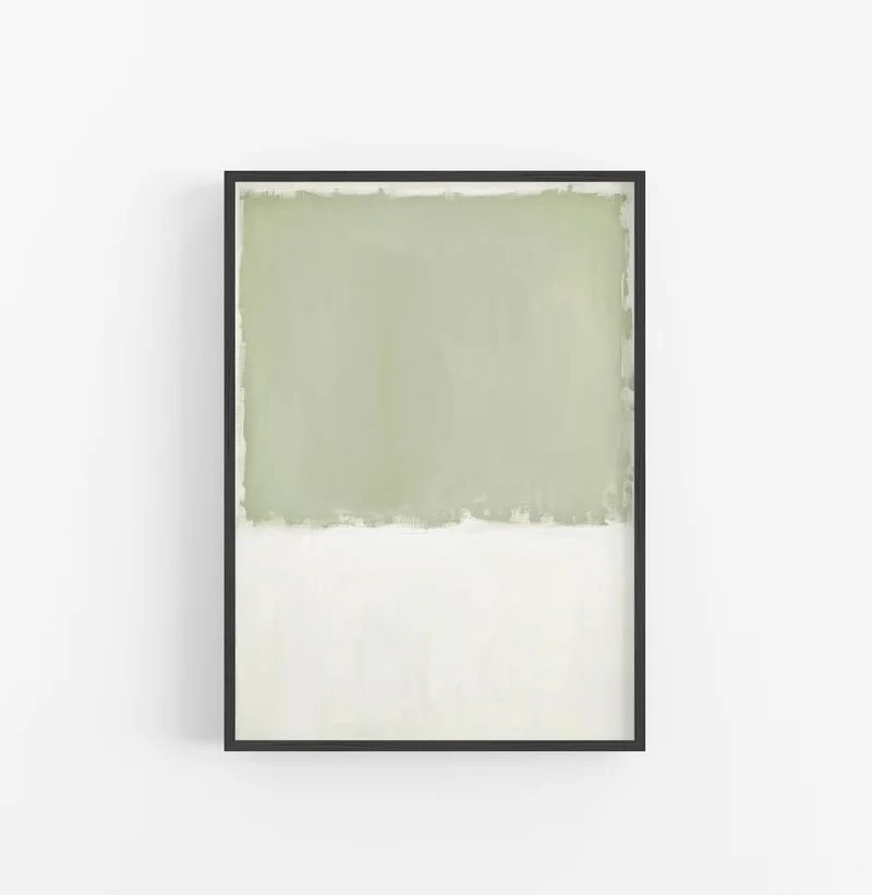 Cuadro con Marco Abstracto Minimalista Verde Blanco