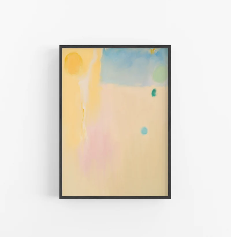 Cuadro con Marco Abstracto Pastel Amarillo Azul Verde