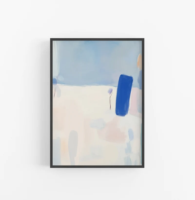 Cuadro con Marco Abstracto Pastel Azul