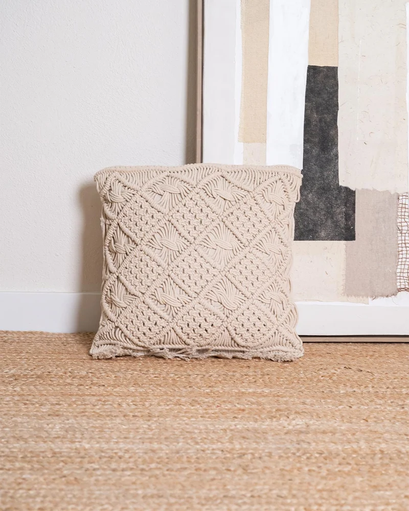 Cojín Nador Macramé Algodón Natural