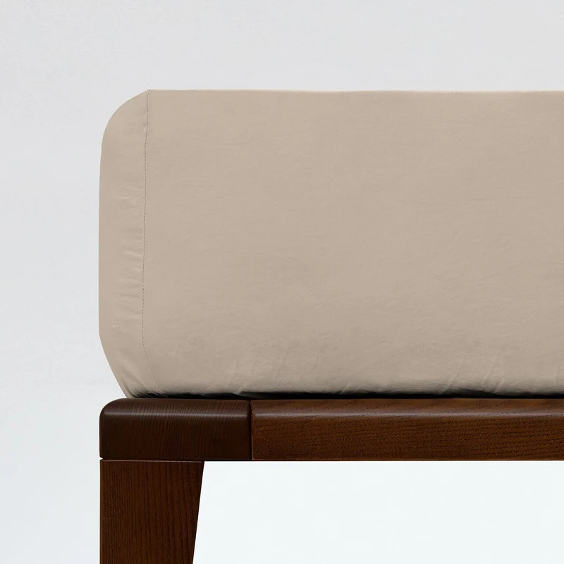 Sábana Bajera con Elástico Stonewash 140x190 | STON | Beige
