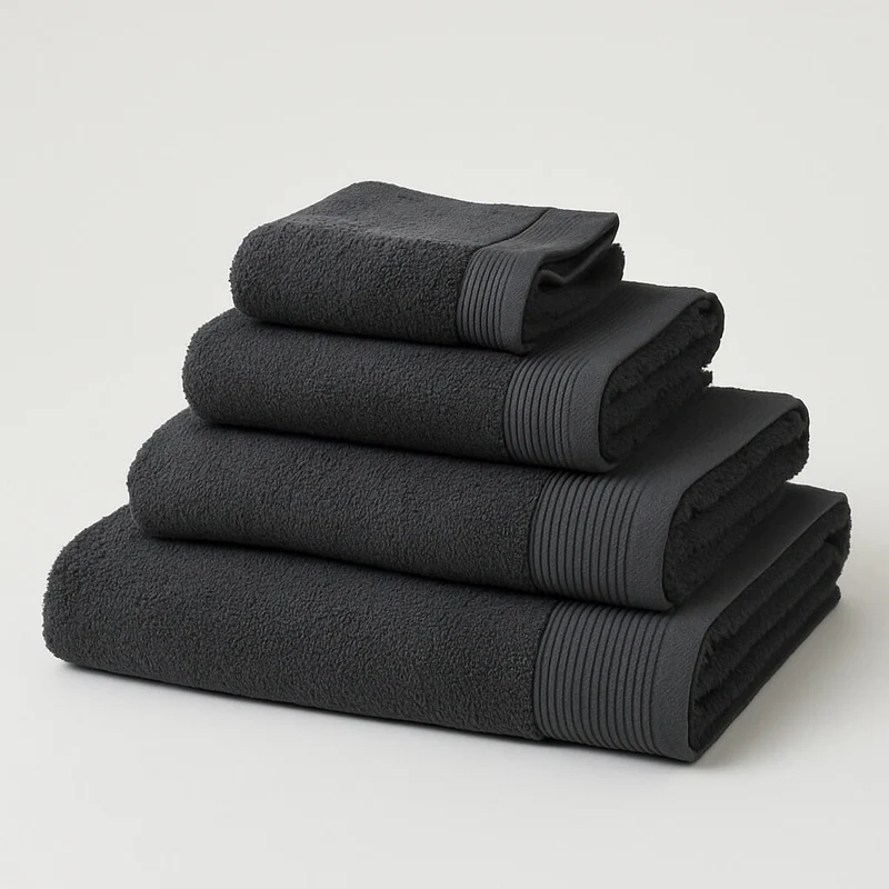 Toalla 100% Algodón Básica Gris Oscuro, 450 g/m², Suave y Absorbente