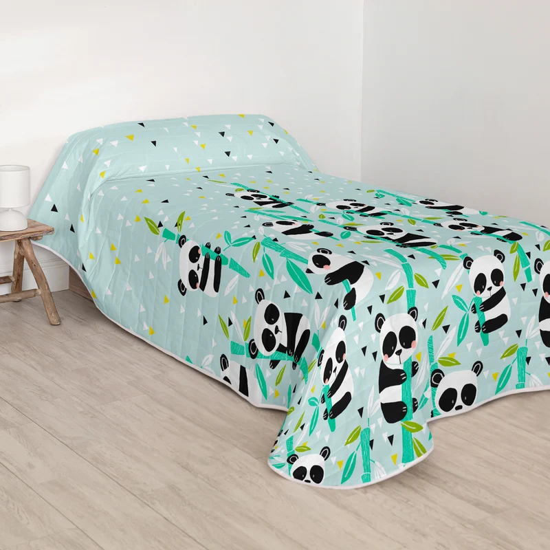 Panda garden blue Colcha
