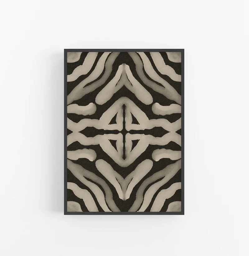 Cuadro con Marco Casual Ethnic Animal Tigre Negro Crema