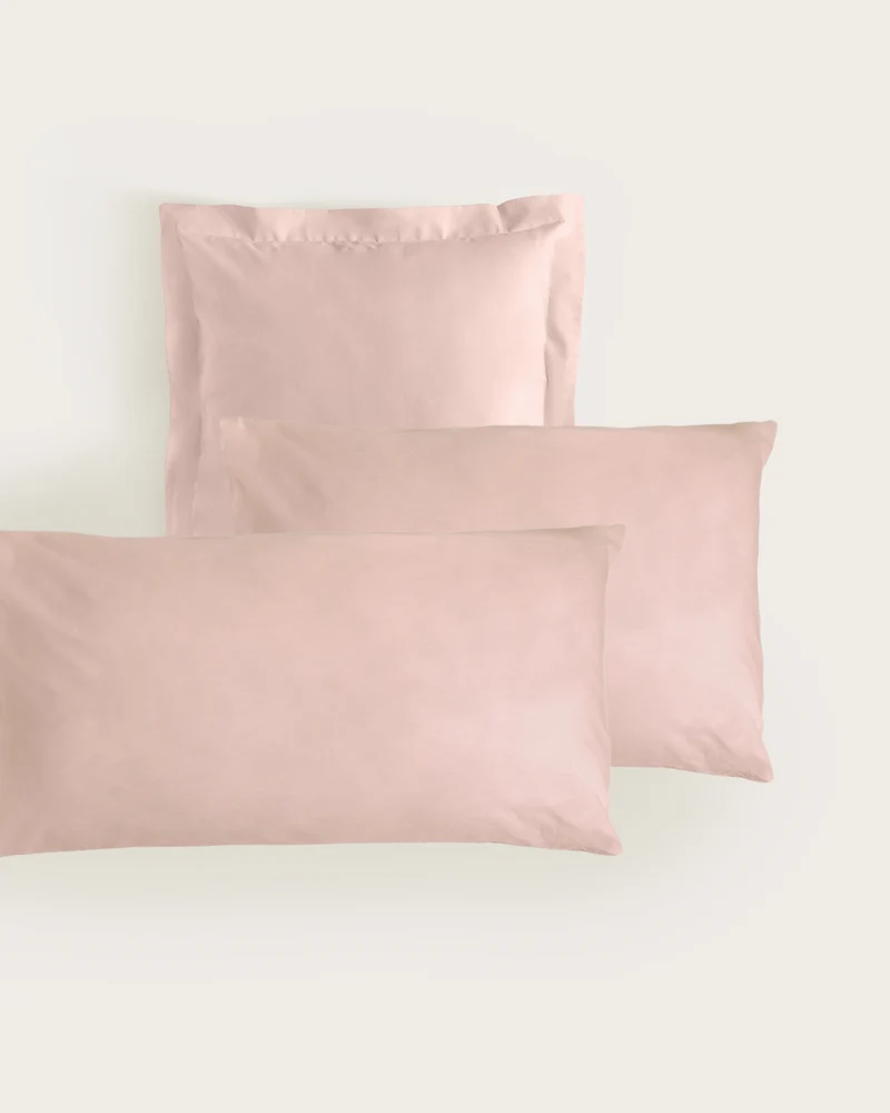 Funda de Almohada Percal - Algodón 180 hilos - Rosa Palo