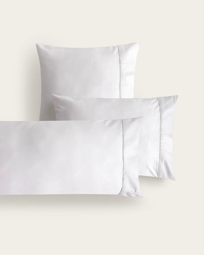 Funda de Almohada Satén Elba - 300 Hilos - Blanco/Gris