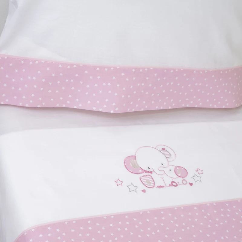 Juego de sábanas cuna 084 blanco/rosa