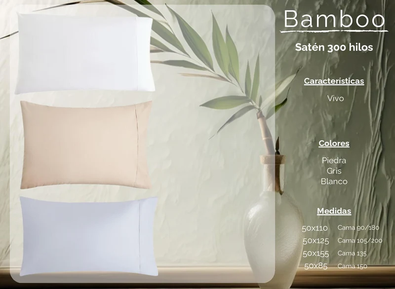 Funda de almohada Bambú 300 hilos satén