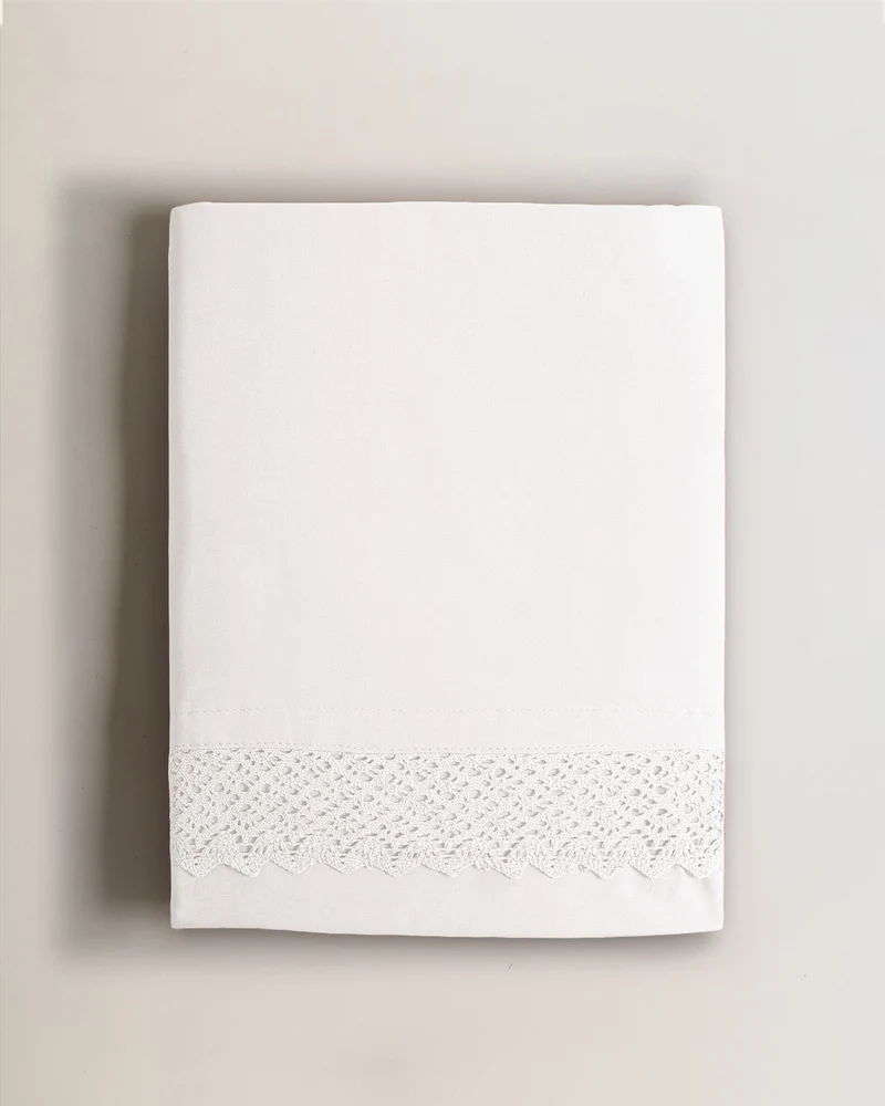 Jogo de lençóis algodão com apliques branco