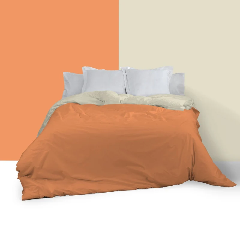 Funda nórdica reversible algodón mango-piedra