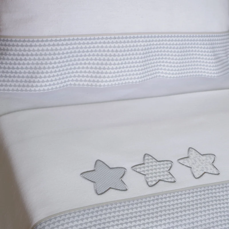 Juego de sábanas cuna franela estrellas 476 blanco/gris