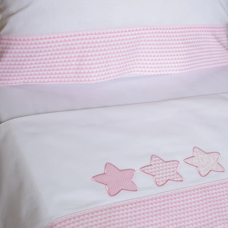 Juego de sábanas cuna estrellas 476 bco/rosa
