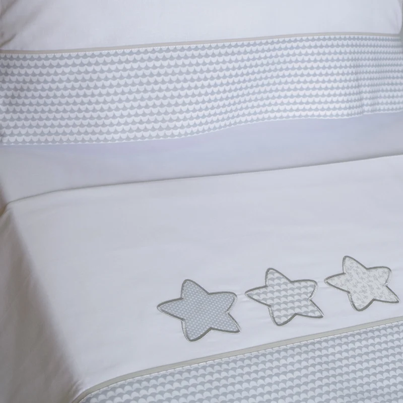 Juego de sábanas cuna estrellas 476 bco/gris