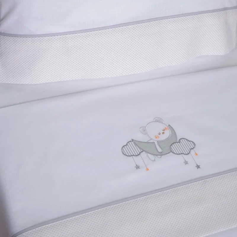 Juego de sábanas cuna oso luna 386 bco/gris