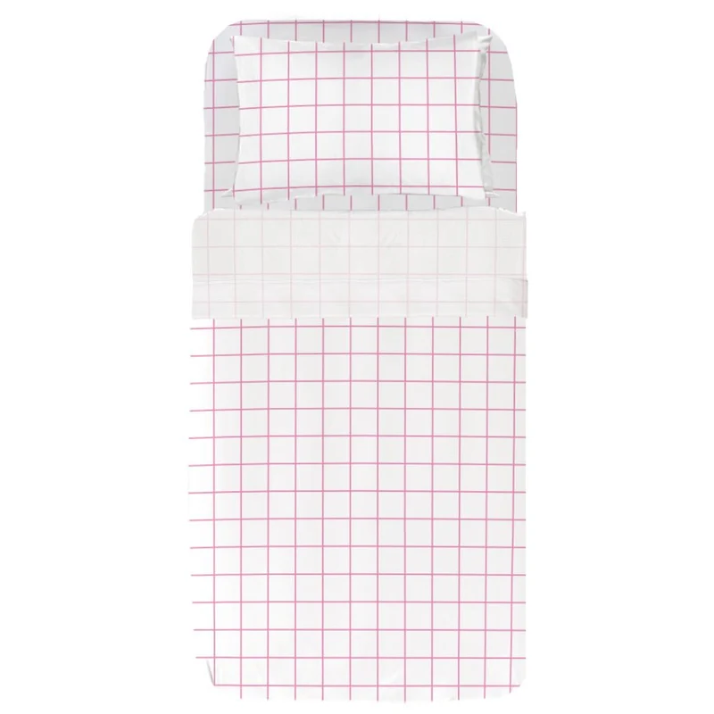 Juego Sábanas Infantil Estampado Cuadro Rosa