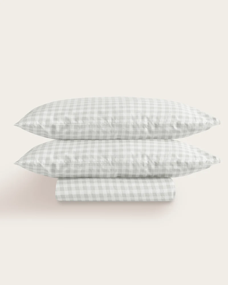 Dúo Nórdico Estampado Elia Algodón - 150 Hilos - Gris