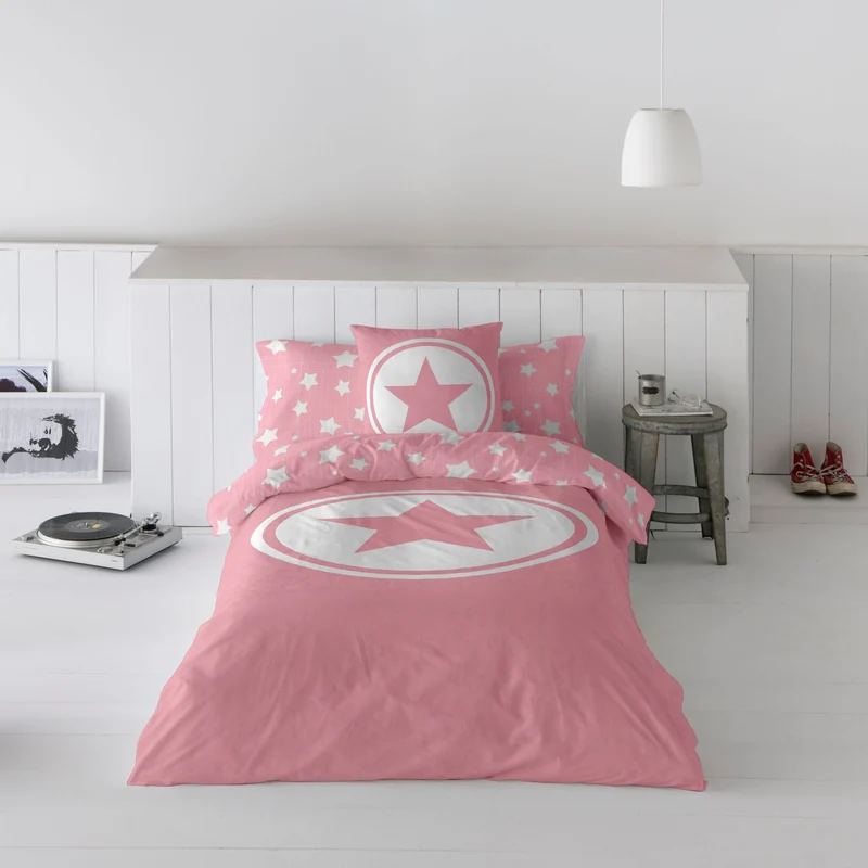 FUNDA NÓRDICA REVERSIBLE ESTAMPADA INFANTIL IVETT ROSA 100% ALGODÓN