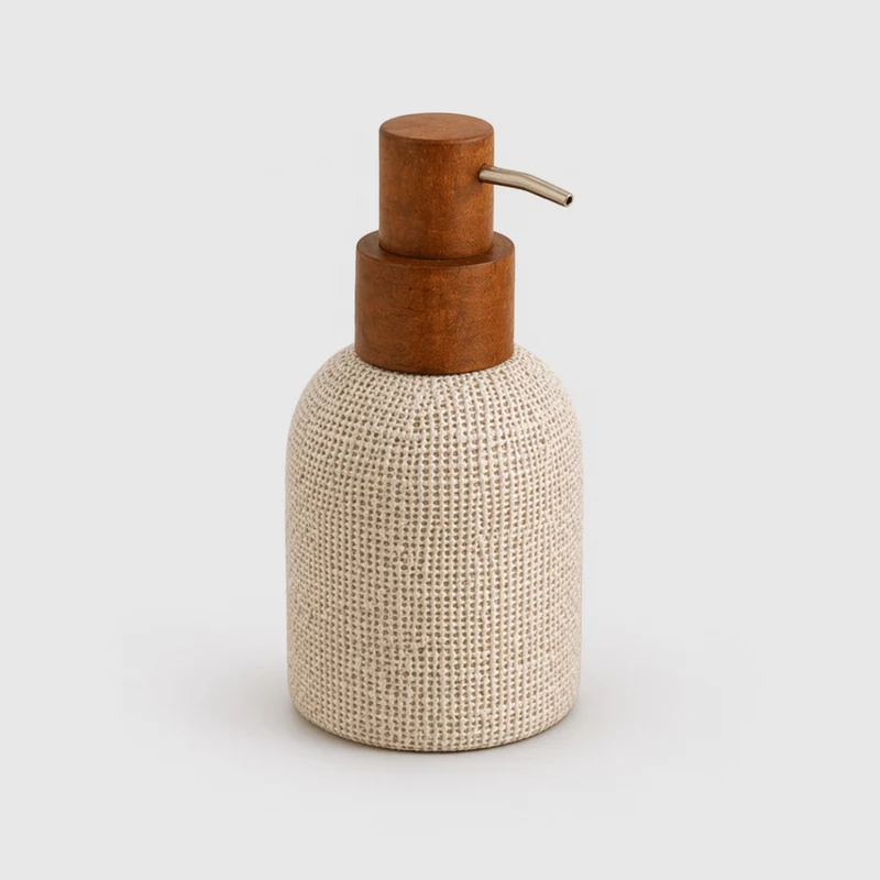 Dispensador jabón baño efecto tela de saco Zendi