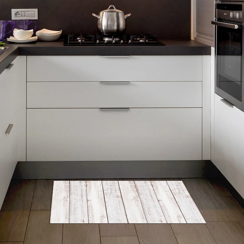 Alfombra vinílica estampada Madera Blanca