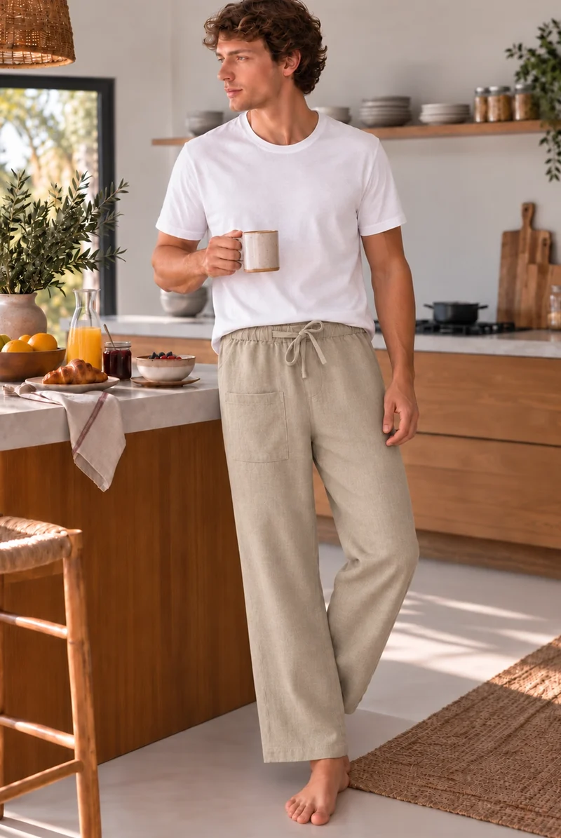 Pantalones de pijama para hombre en lino natural - Ronaldo