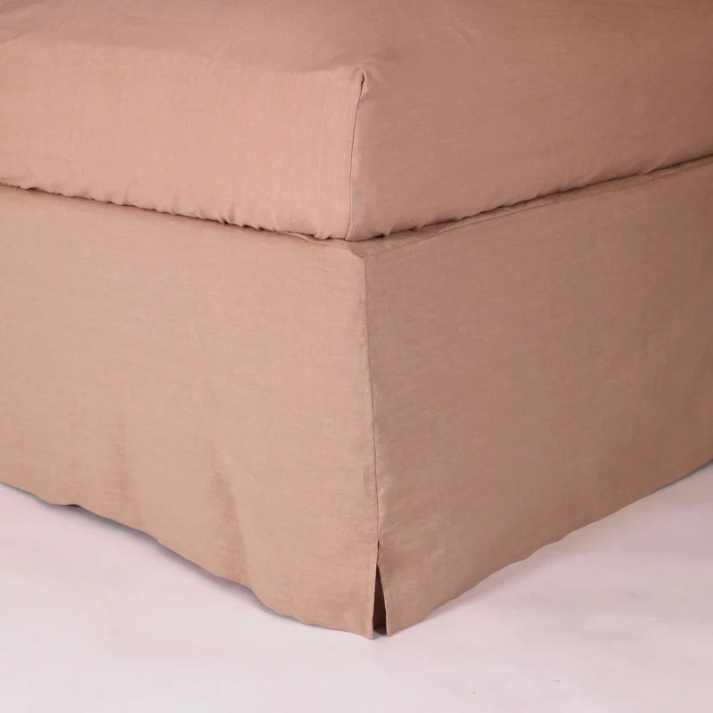 Cubre-sommier con esquinas cerradas de lino lavado rosa