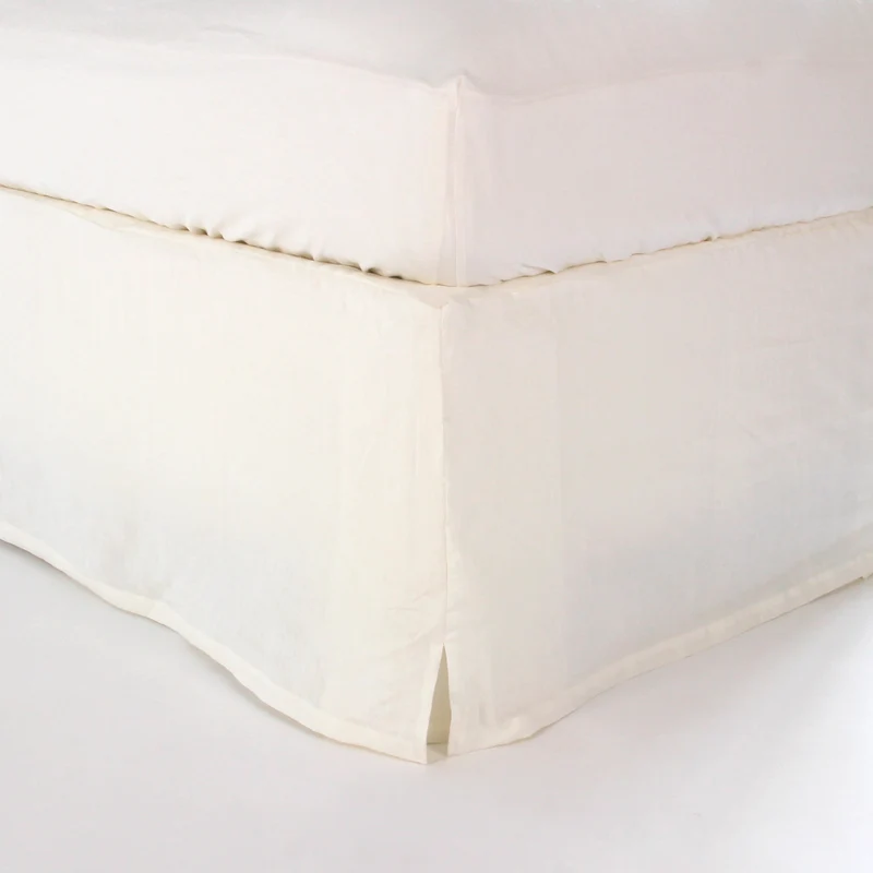 Cubre-sommier con esquinas cerradas de lino lavado marfil
