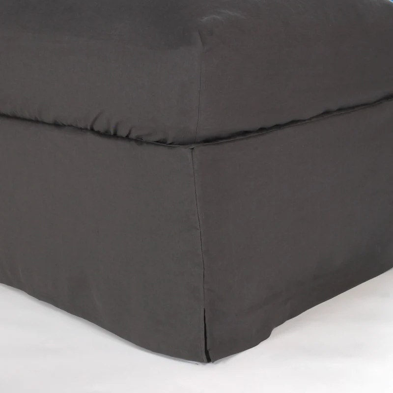 Cubre-sommier con esquinas cerradas de lino lavado gris plomo