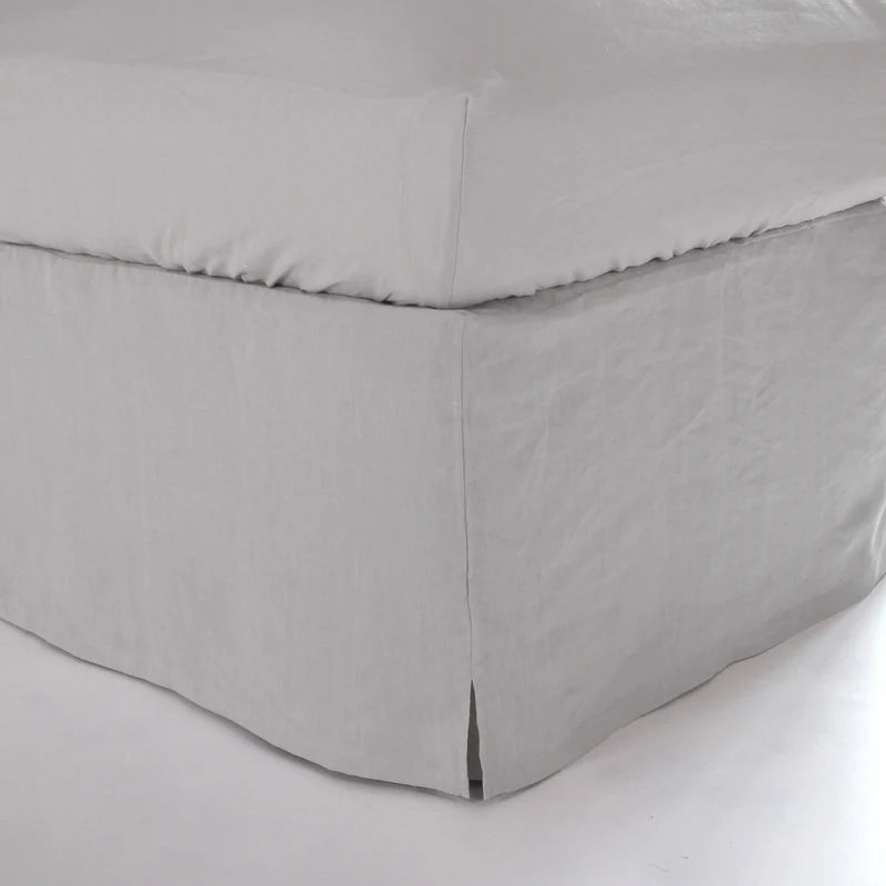 Cubre-sommier con esquinas cerradas de lino lavado gris mineral