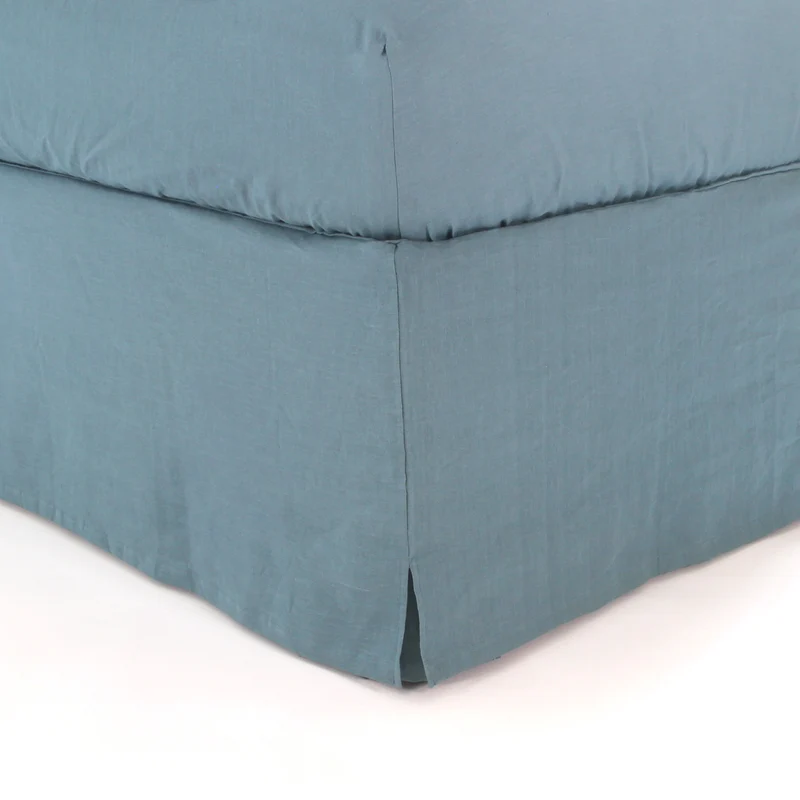Cubre-sommier con esquinas cerradas de lino lavado azul francés