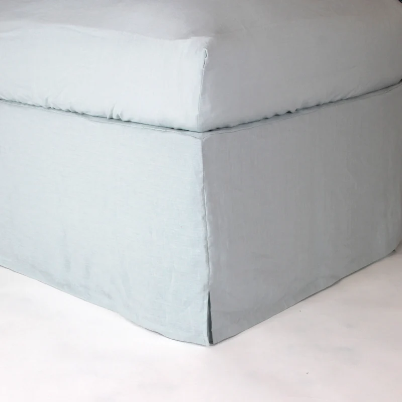 Cubre-sommier con esquinas cerradas de lino lavado azul glaciar
