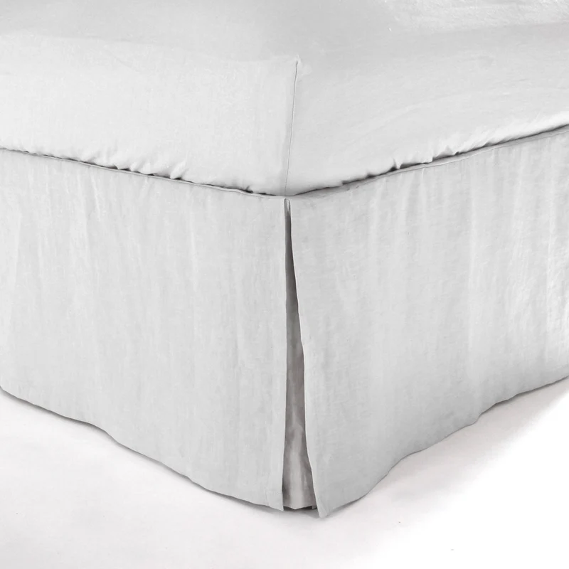 Cubre-sommier con esquinas abiertas de lino gris mineral