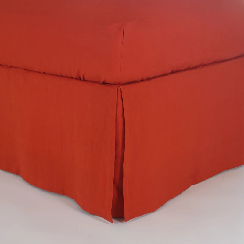Cubre-sommier con esquinas abiertas de lino coral