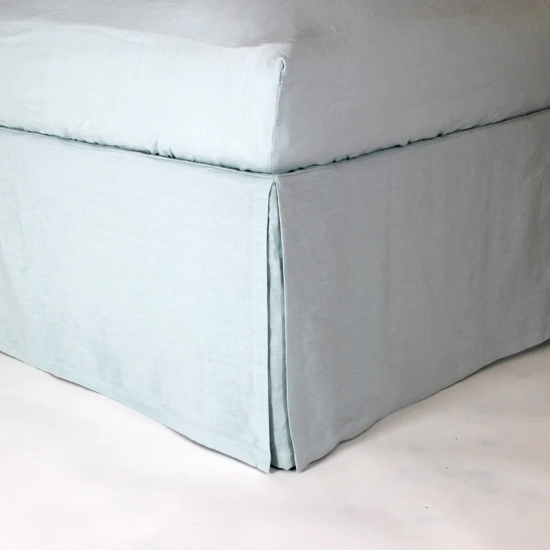 Cubre-sommier con esquinas abiertas de lino azul glaciar