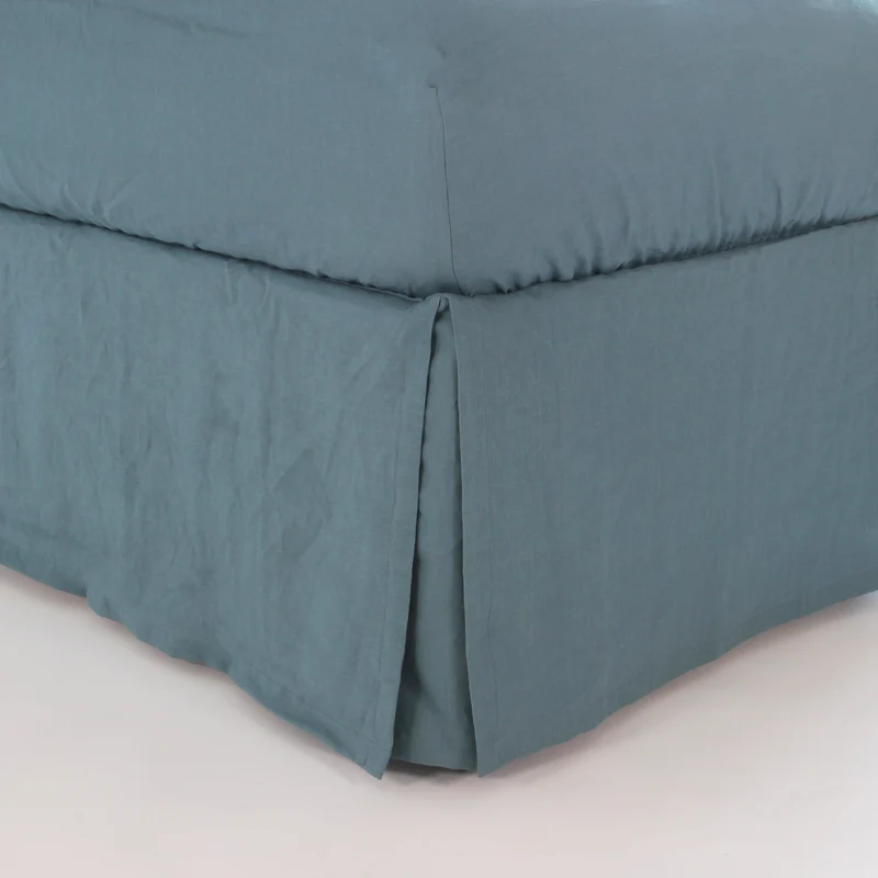 Cubre-sommier con esquinas abiertas de lino azul francés