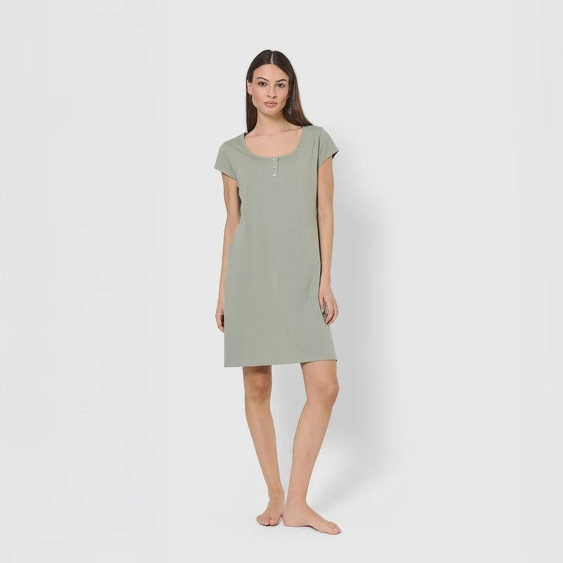 Camisón corto de algodón liso