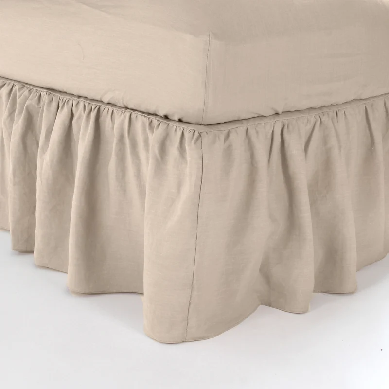 Cubre-sommier con frunces de lino natural