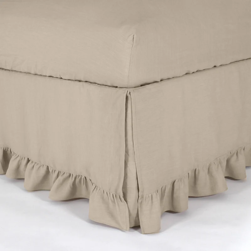 Cubre-sommier con volantes de lino natural